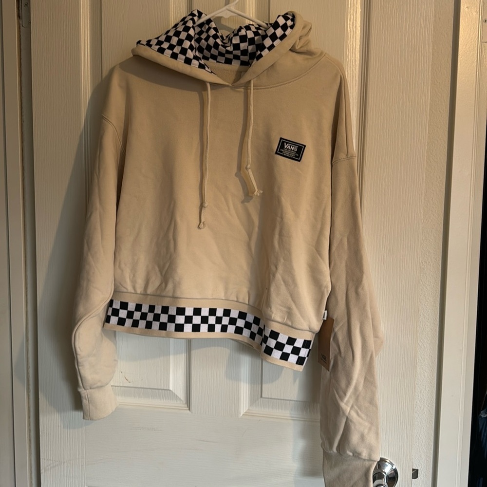 Vans cropped sweatshirt. Checkerboard liner . NWT Large
